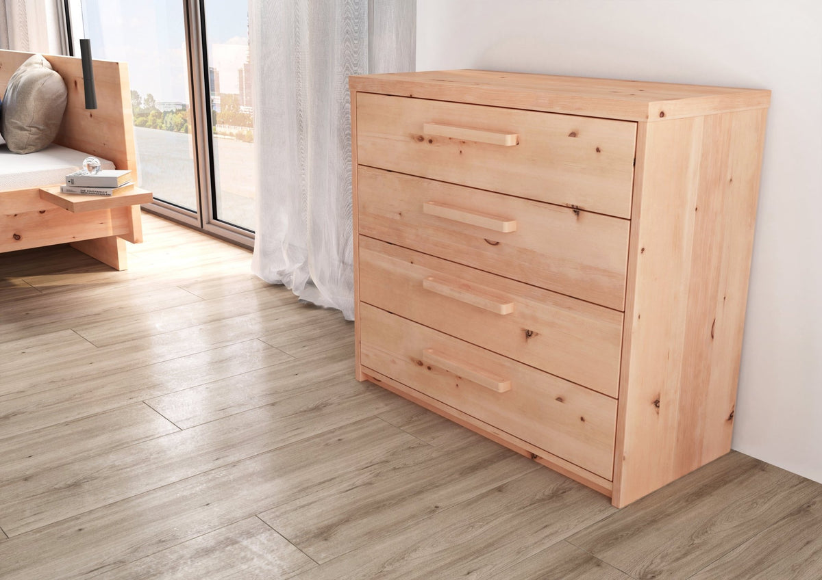 Zirbenkommode Klagenfurt mit 4 Schubladen, 100 cm breit