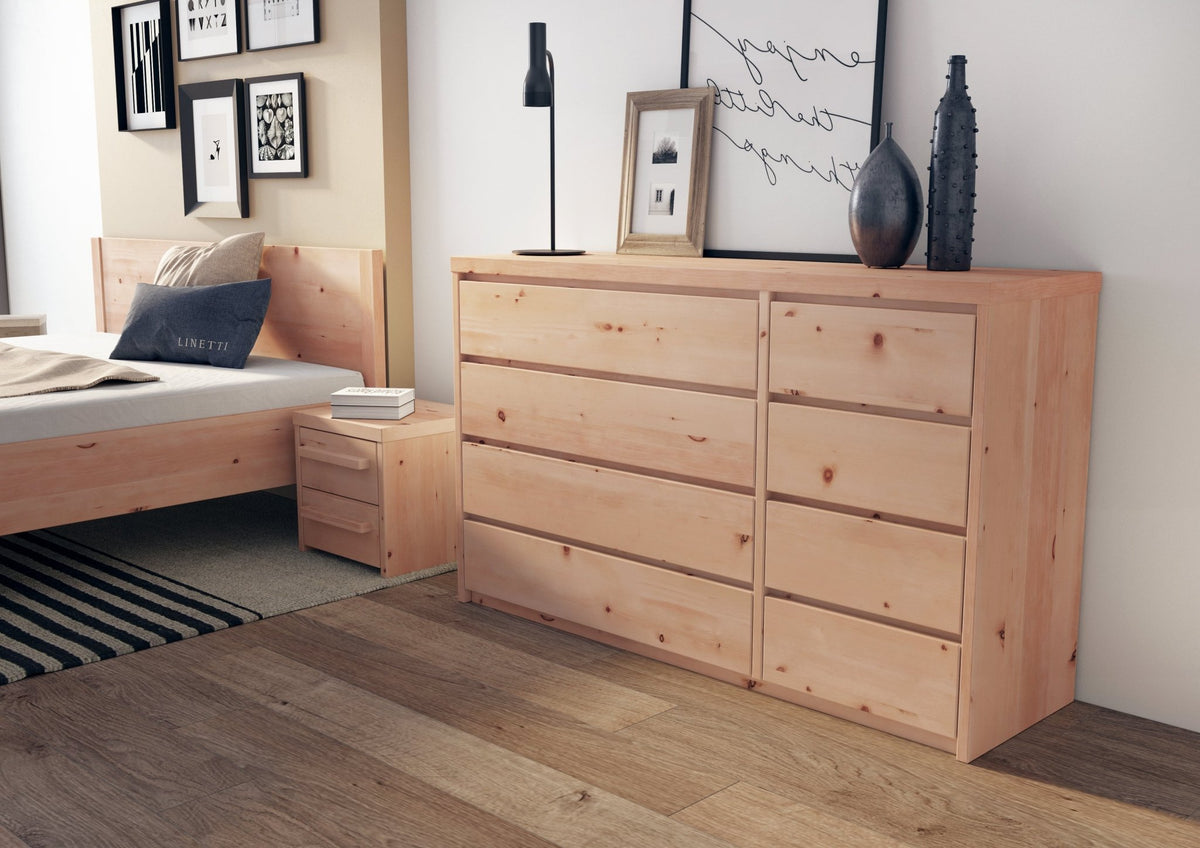 Zirbenkommode Villach mit 8 Schubladen, 150cm breit