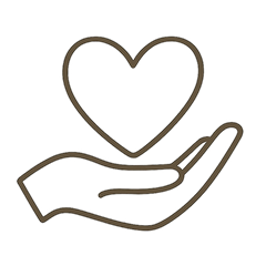 Herz-und-Hand-Symbol – steht für handgemachte Qualität und Liebe zum Detail bei ANURI